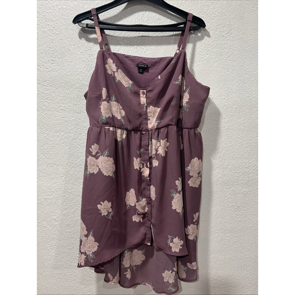 Torrid tunic tank top‎ womens 3/3X Floral High Low sleeveless button front